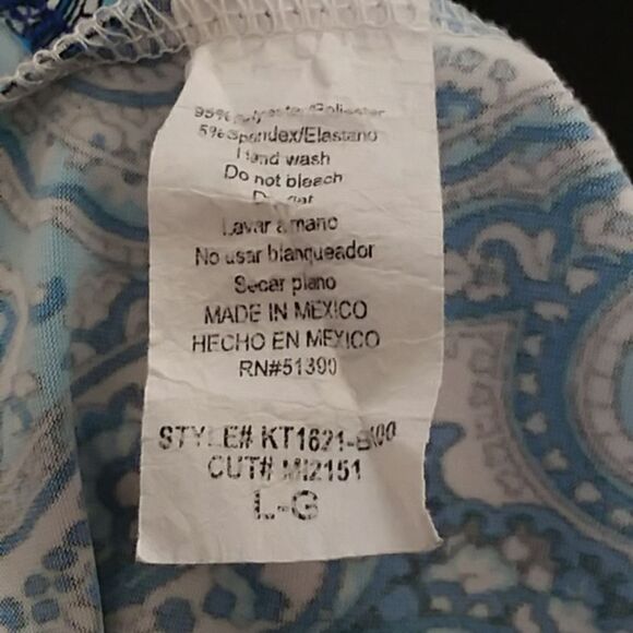 Misia blue paisley print sleeveless blouse women's large - Picture 5 of 5